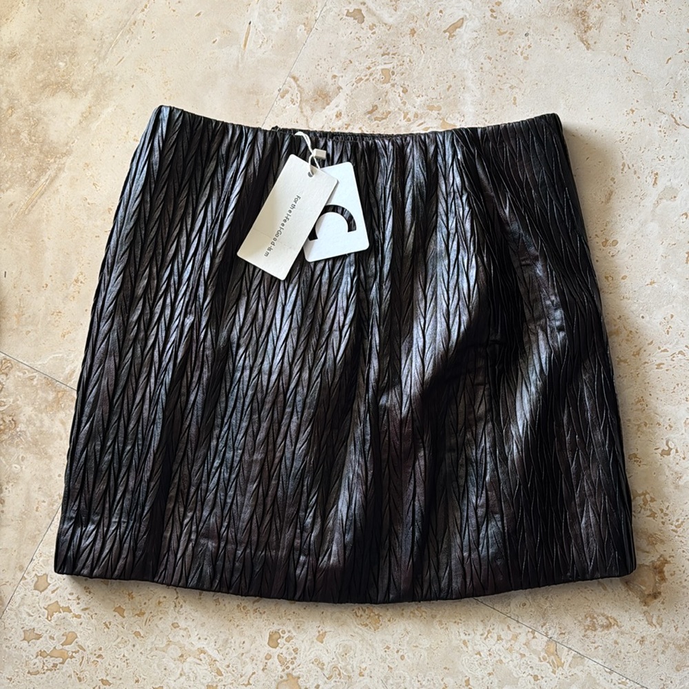 Dark brown, short faux leather skirt - new with tags, Commense brand, size S